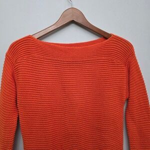 Lauren‎ Ralph Lauren Orange Knit Boat Neck Cotton Sweater Women's Small